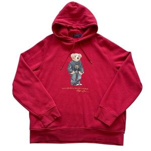 Polo Ralph Lauren Hoodie Mens L Red Lunar New Year Polo Teddy Bear Tiger Casual